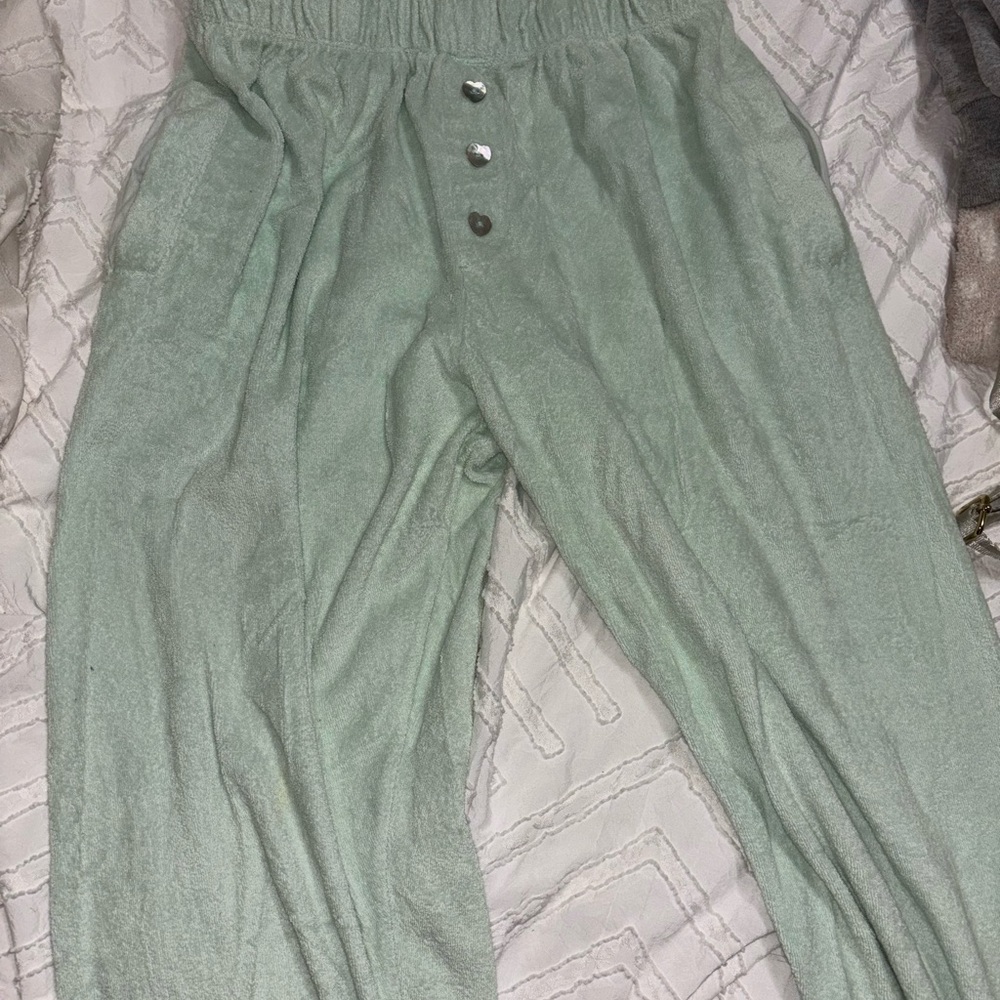 Donna x Stoney clover lane Mint Green High-Waisted terry Pants